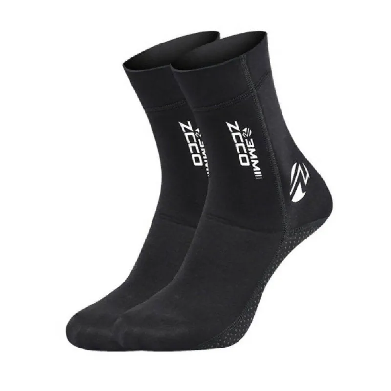 ZCCO 3mm Warm Non-Slip Diving Socks Anti-Wear Ankle Fins, Size:39-40 (Black)